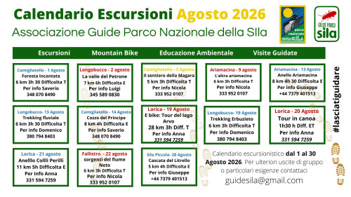Calendario Ufficiale delle Escursioni