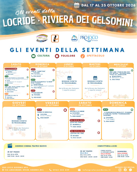 Gli eventi della Locride e della Riviera dei Gelsomini